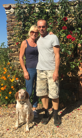 Mark, Yvonne and Prince the dog.